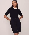 Ann Taylor Ruffle Neck Ribbed Sweater In Black