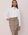 Ann Taylor Ruffle Neck Satin Blouse In White