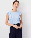 Ann Taylor Ruffle Shoulder Top In Ojai Sky