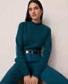 Ann Taylor Ruffle Trimmed Mock Neck Sweater