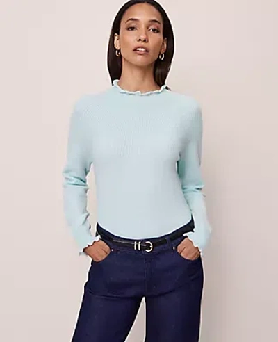 Ann Taylor Ruffle Trimmed Mock Neck Sweater