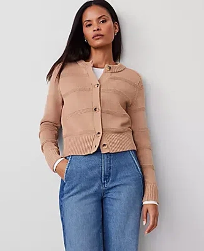 Ann Taylor Saddle Sleeve Cardigan In Cappuccino Tan