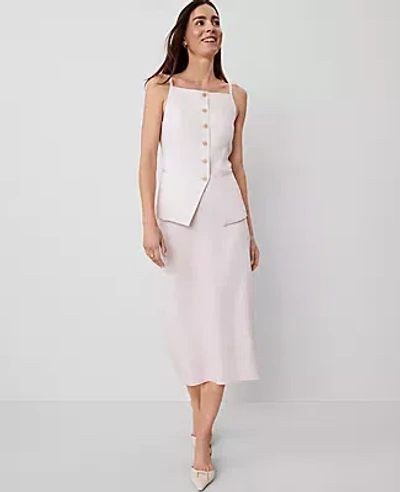 Ann Taylor Sateen Column Midi Skirt In Pale Peony