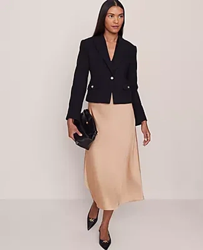 Ann Taylor Satin Bias Midi Slip Skirt In Brown