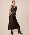 Ann Taylor Satin Bias Midi Slip Skirt In Brown