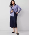 Ann Taylor Satin Bias Midi Slip Skirt In Night Sky