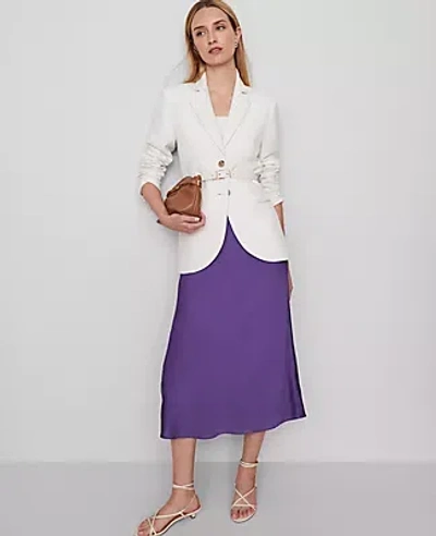 Ann Taylor Satin Bias Midi Slip Skirt In Purple