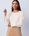 Ann Taylor Satin Boat Neck Popover Top In White