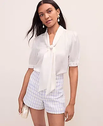 Ann Taylor Satin Bow Blouse In White