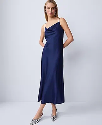 Ann Taylor Satin Cowl Neck Slip Dress