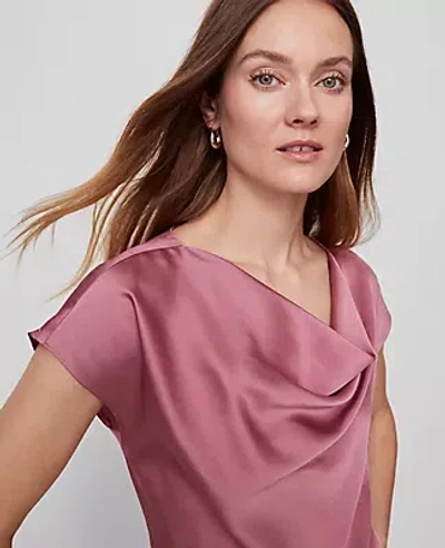 Ann Taylor Satin Cowl Neck Top In Pink