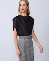 Ann Taylor Satin Cowl Neck Top In Black