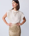 Ann Taylor Satin Cowl Neck Top In White