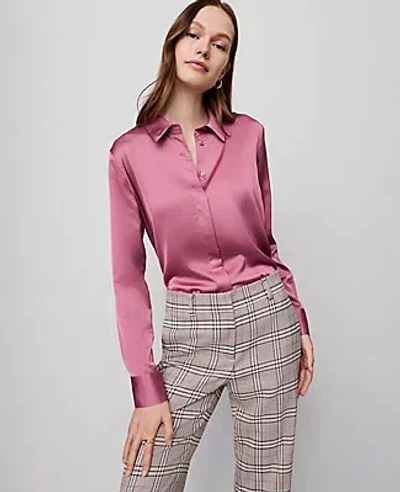 Ann Taylor Satin Essential Shirt In Pink