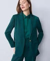 Ann Taylor Satin Fitted Long Blazer In Green