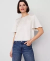 Ann Taylor Satin Flutter-sleeve Tee In Ivory Whisper