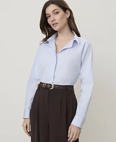Ann Taylor Satin Modern Shirt In Halogen Blue