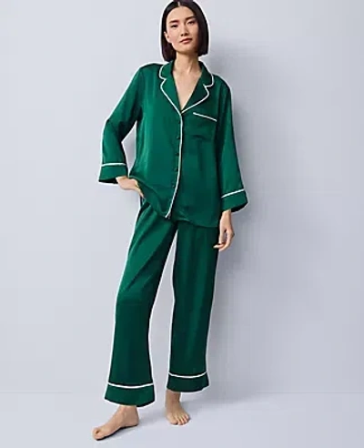 Ann Taylor Satin Pajama Set In Green