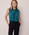 Ann Taylor Satin Ruffle Sleeveless Blouse