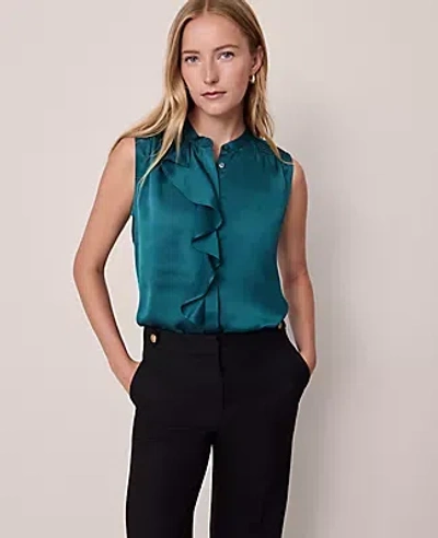Ann Taylor Satin Ruffle Sleeveless Blouse