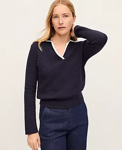 Ann Taylor Scallop Collar Sweater In Black