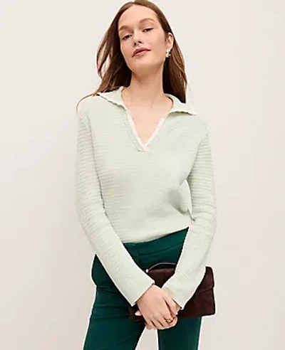 Ann Taylor Scallop Collar Sweater In Green