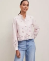 Ann Taylor Scalloped Cutout Blouse In Potpourri
