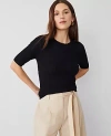 Ann Taylor Petite Scalloped Pointelle Sweater In Black