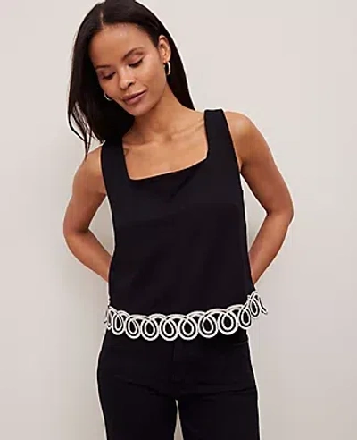 Ann Taylor Scalloped Ponte Tank Top In Black