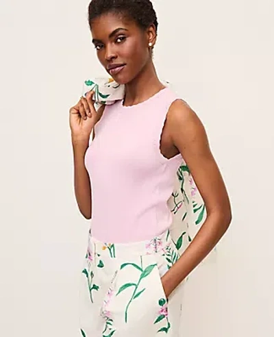 Ann Taylor Scallopped Trim Sweater Shell Top In Pink