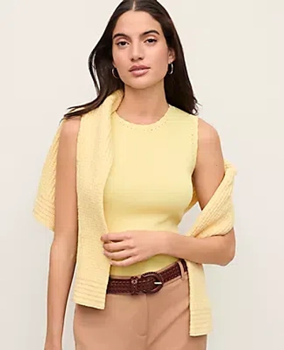 Ann Taylor Scallopped Trim Sweater Shell Top In Yellow