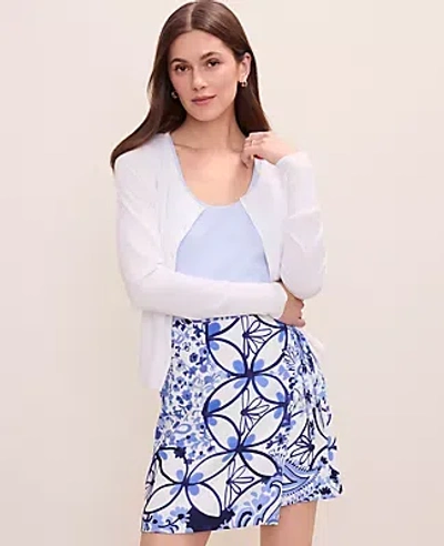 Ann Taylor Scoop Neck Cardigan In White