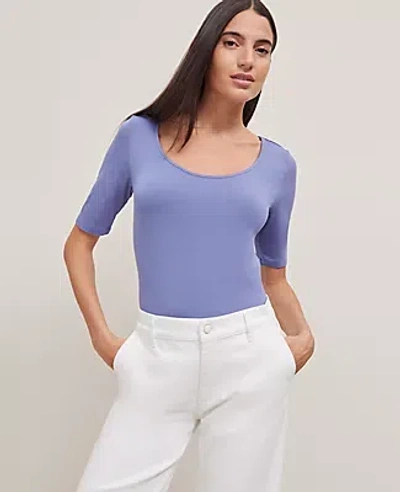 Ann Taylor Scoop Neck Elbow Sleeve Tee In Brown