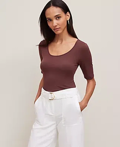 Ann Taylor Scoop Neck Elbow Sleeve Tee In Brown