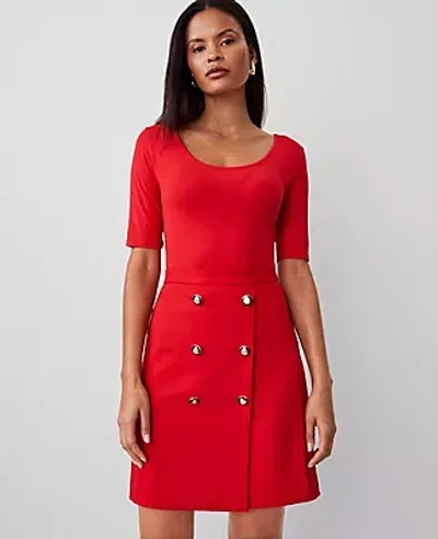 Ann Taylor Scoop Neck Elbow Sleeve Tee In Bright Cherry