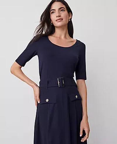 Ann Taylor Scoop Neck Elbow Sleeve Tee In Night Sky