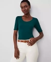 Ann Taylor Scoop Neck Elbow Sleeve Tee In Rainforest