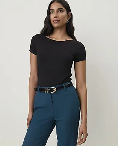 Ann Taylor Scoop Neck Sleeve Tee In Black