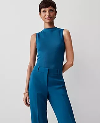 Ann Taylor Seamless Mock Neck Tank Top In Underwater Teal