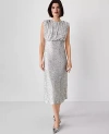 Ann Taylor Sequin Cap Sleeve Midi Dress In Silver Spark