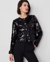 Ann Taylor Sequin Crew-neck Jacket In Black