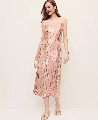 Ann Taylor Sequin Geo Shift Dress In Pink