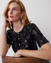 Ann Taylor Petite Sequin Henley In Black