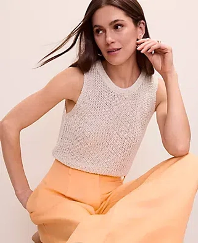 Ann Taylor Sequin Metallic Sweater Shell Top In Neutral