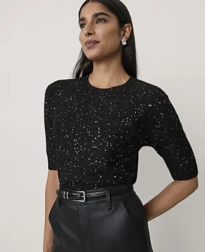 Ann Taylor Sequin Modern Sweater Tee In Black