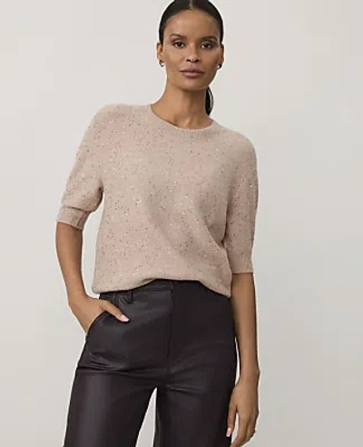 Ann Taylor Sequin Modern Sweater Tee In Rose Powder