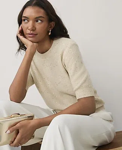 Ann Taylor Sequin Modern Sweater Tee In Whitecap