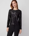 Ann Taylor Sequin Popover Top In Black