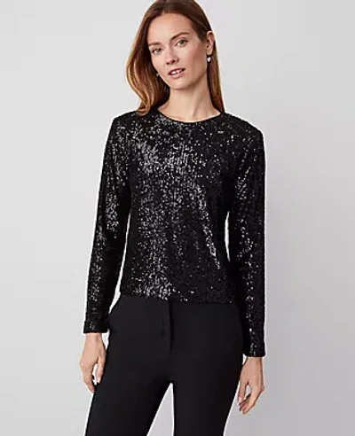 Ann Taylor Sequin Popover Top In Black