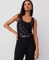 Shop Ann Taylor Sequin Tank In Black